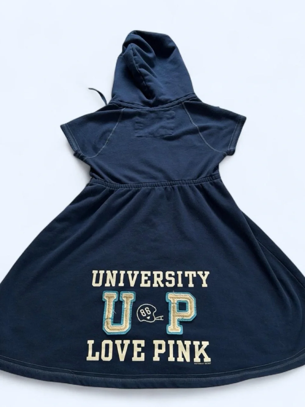 2008 Y2K Victoria's Secret Pink Navy Hooded Babydoll Dress with '86